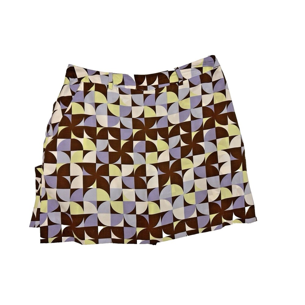Tehama Nancy Haley Geometric Golf Tennis Pickleball Skort Pocket Women's Size 8